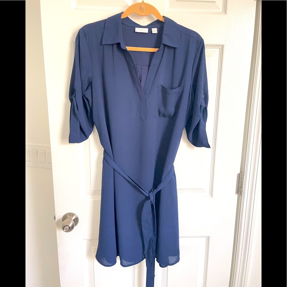 Blue quarter-sleeve Dress